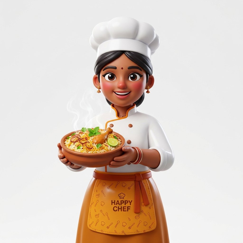 Miss Biryani 3D Mascot